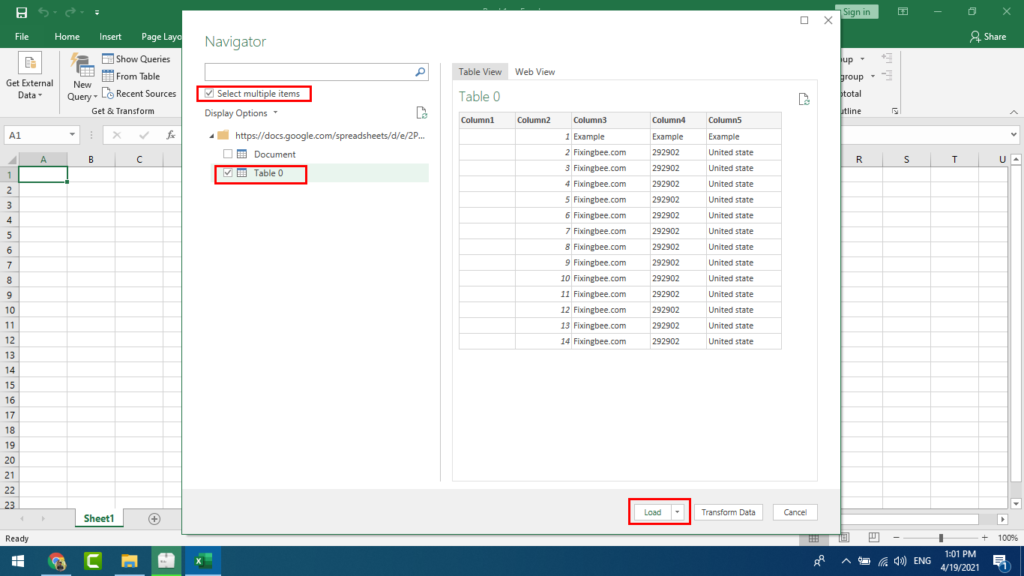 Microsoft excel to google spreadsheet