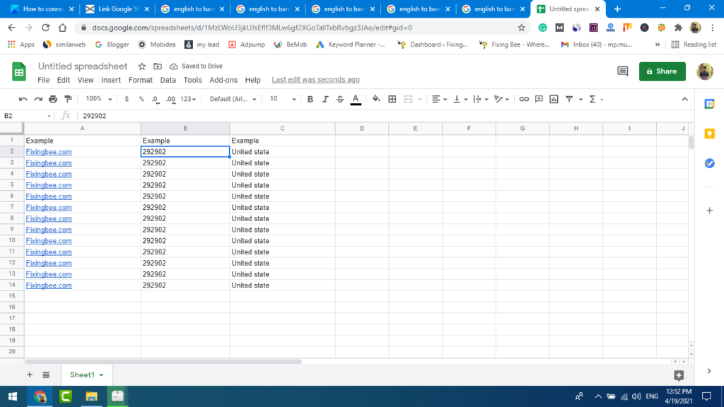 Open google sheets