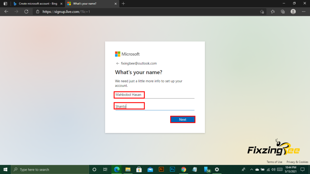 Create your own Microsoft account 