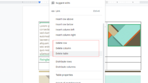 Delete columns and rows
