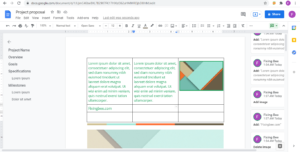 Make a table on google docs
