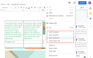 Add columns and rows