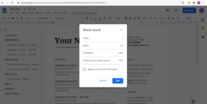 google docs word counter