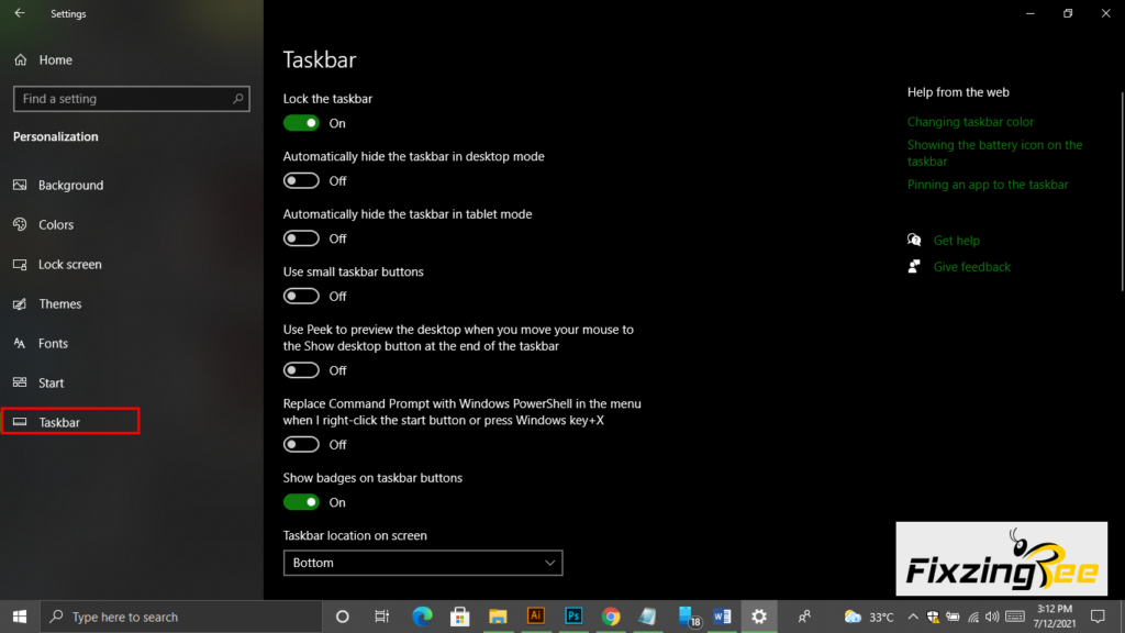Step 3- Find the windows taskbar manager