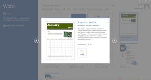 calendar template on word