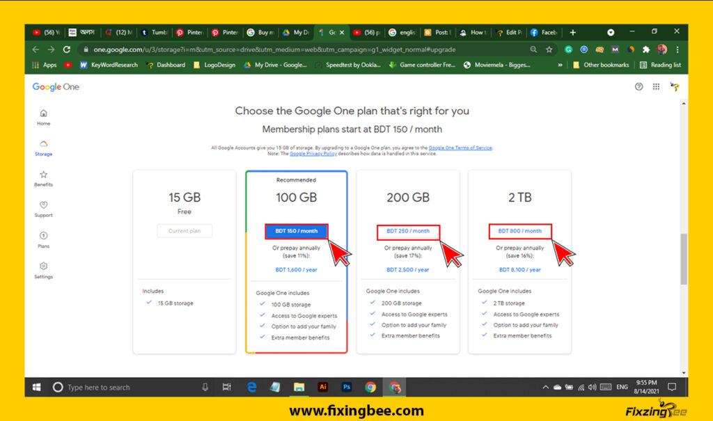 How to set price for Google Drive 