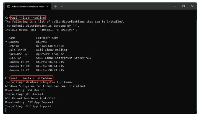Install WSL with specific distro on Windows 11