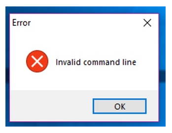 Invalid command line - Startup error