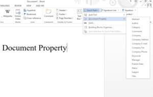 How to use the Document Property Quick Parts feature in Word