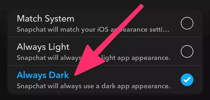 Snapchat dark mode