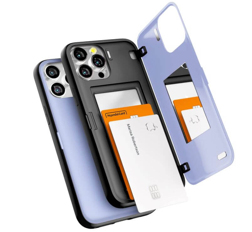 Goospery Magnetic Door Bumper Compatible with iPhone 13 Pro Max Case With Card Holder Wallet Case