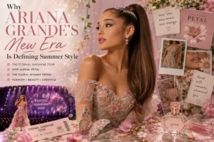 fans embracing floral dresses and romantic beauty looks inspired by Ariana Grande's Eternal Sunshine Tour
